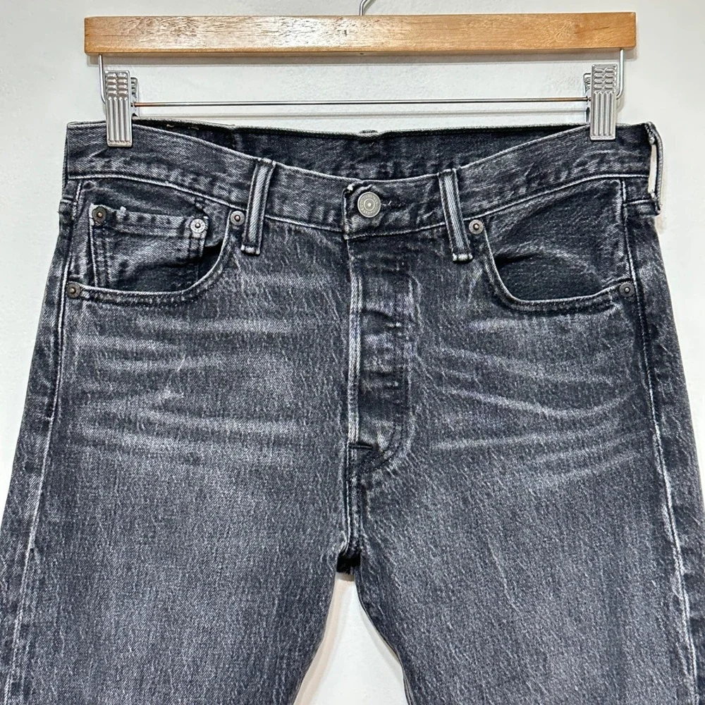 Levi's 501 Original Fit Jeans Men 30x30 (Fits 30x29) Black Denim Button Grunge